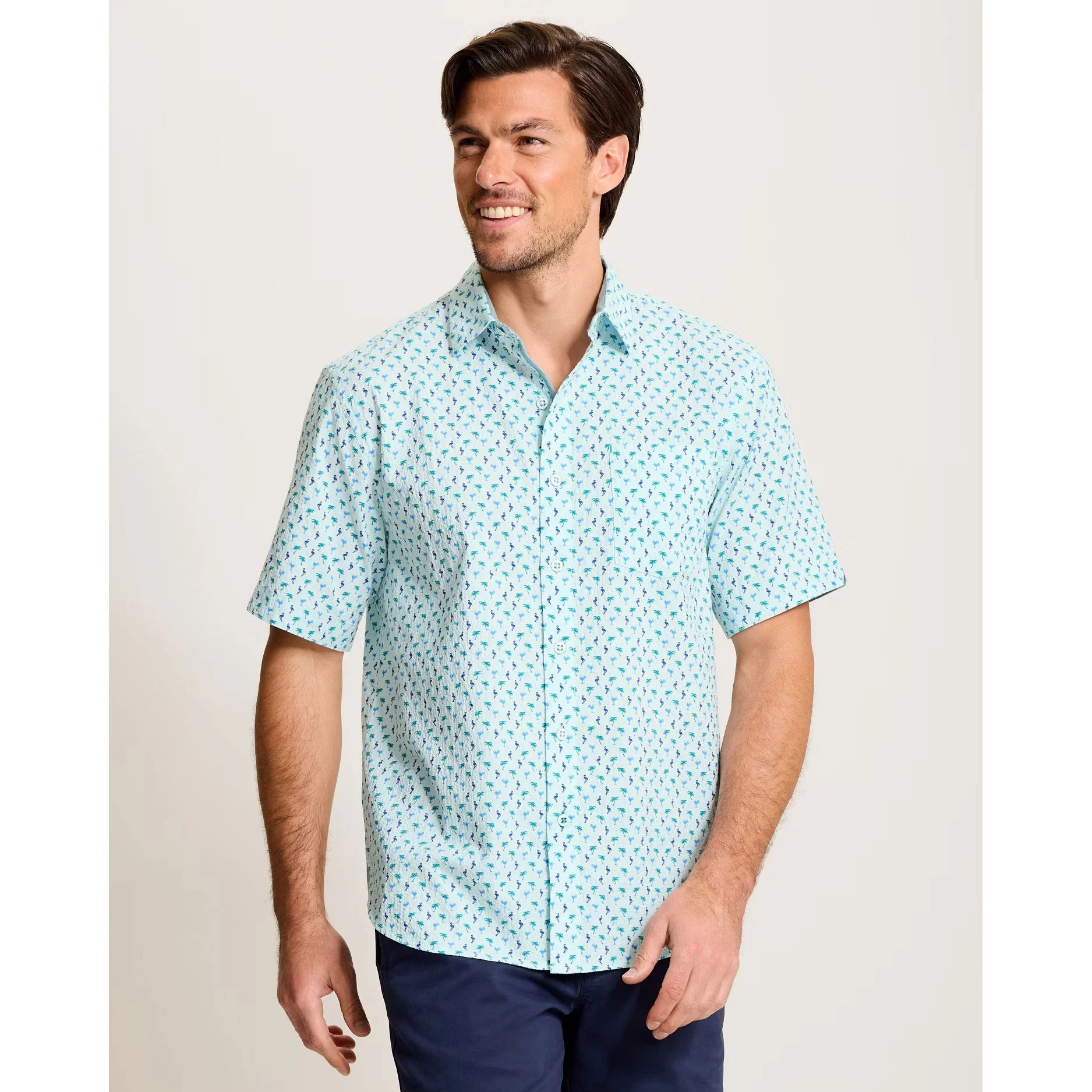Tommy Bahama Men's Nova Wave Flock It to You Cotton-Blend Shirt - Scandia Blue
