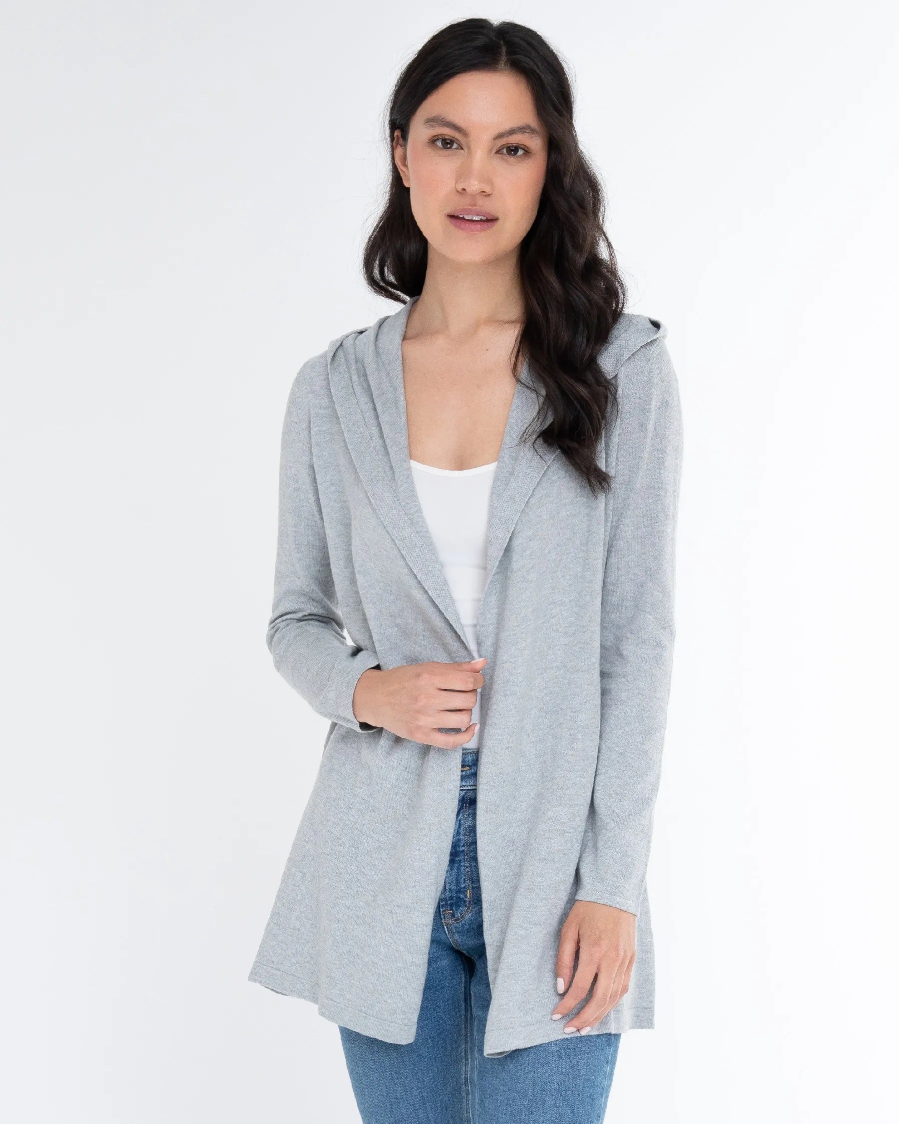 Alashan Women's  Cotton Cashmere Fly Away Hooded Cardigan
