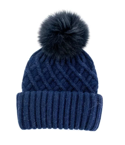 Mitchie's Knitted Beanie Fox Pom