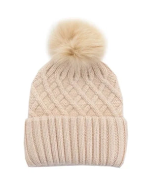 Mitchie's Knitted Beanie Fox Pom