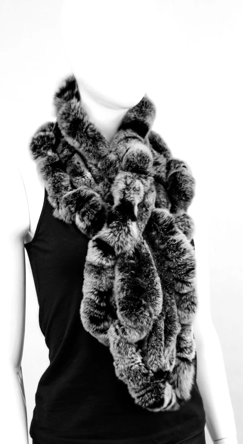 Mitchie's Women's Rabbit Fur Ruffles Scarf