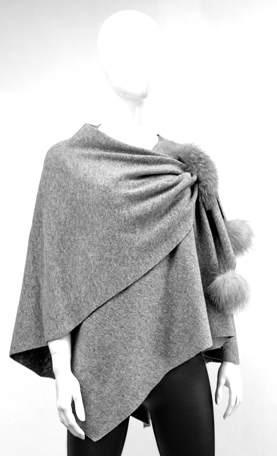Mitchie's Wool Knit  Pull Through Wrap Fox Poms