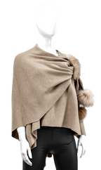 Mitchie's Wool Knit  Pull Through Wrap Fox Poms