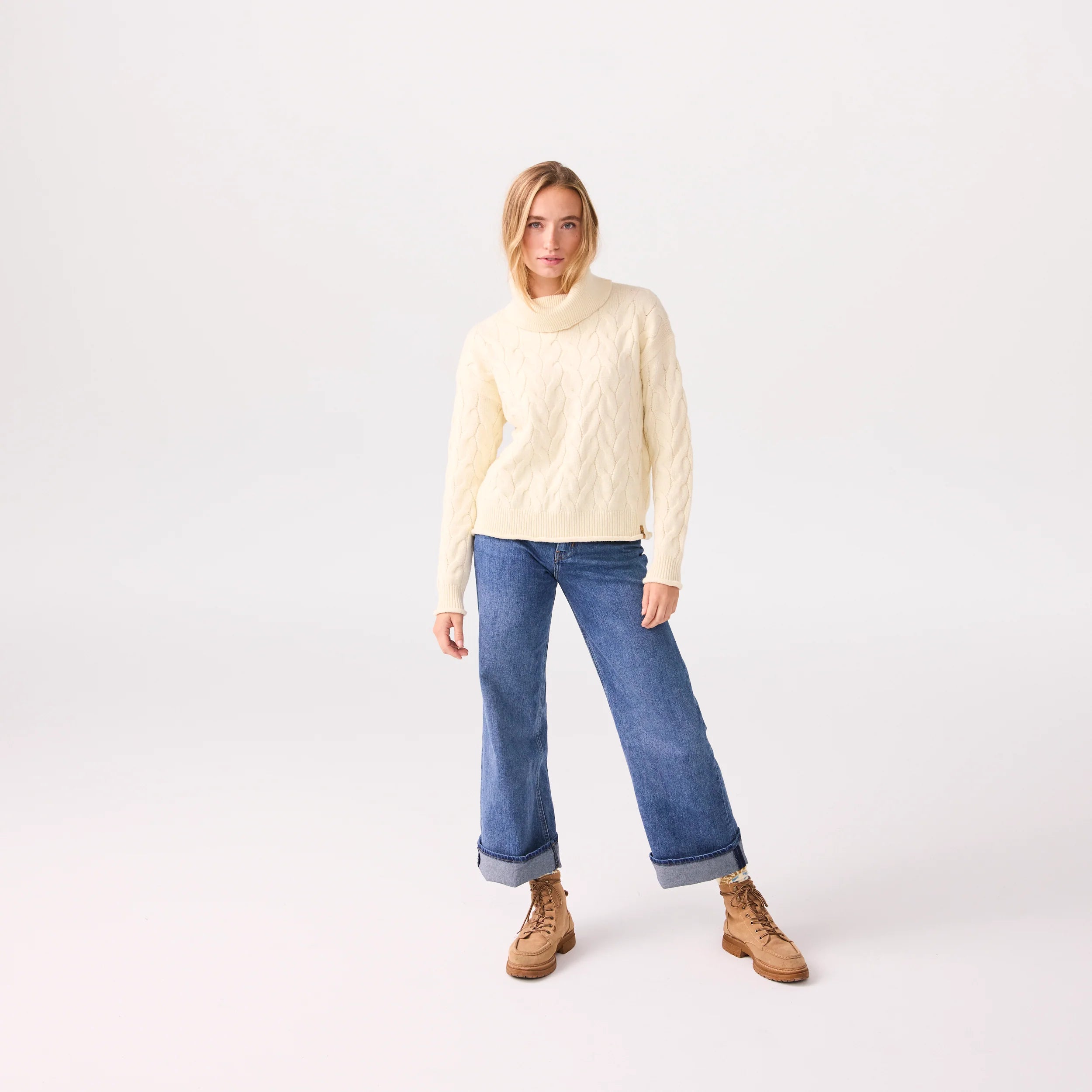 Levitate Women's Fisherman Cowl Sweater