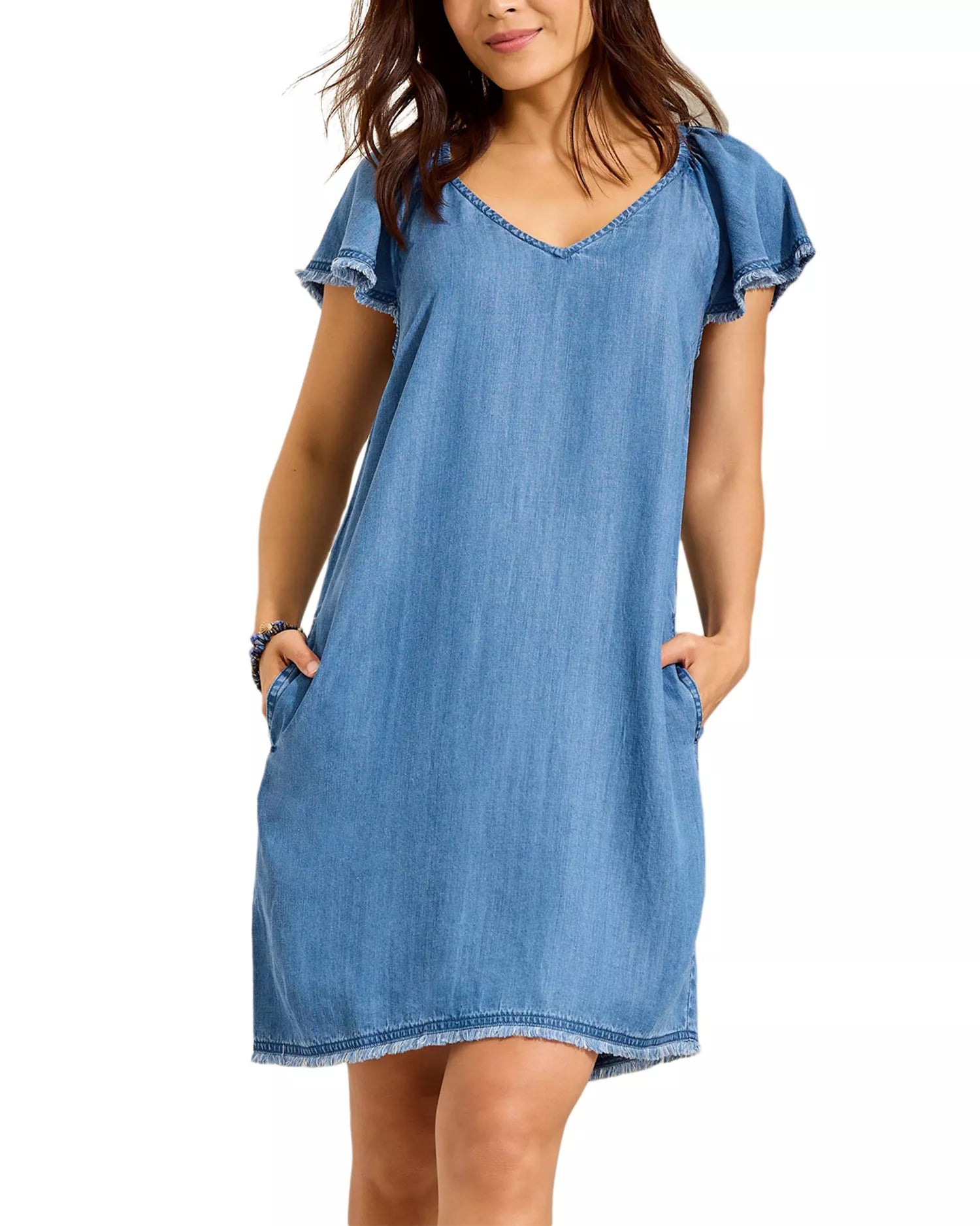 Tommy Bahama Women's Chambray Flutter Shift Dress