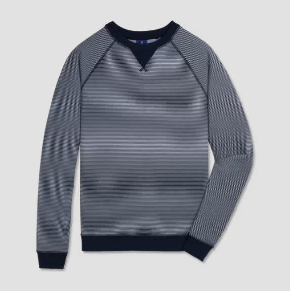 FootJoy Men's French Terry Feeder Stripe Crewneck
