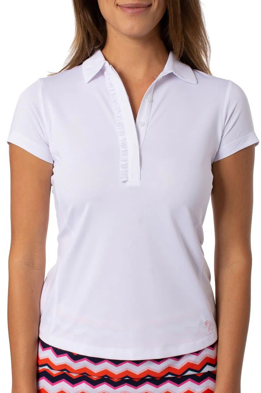 Golftini Women's Short Sleeve Ruffle Tech Polo